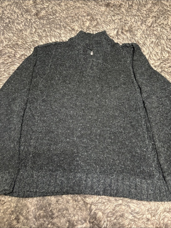 Roots Other - Roots 73 Athletics Men’s XL Charcoal Grey Knit Button Mock Neck Sweater